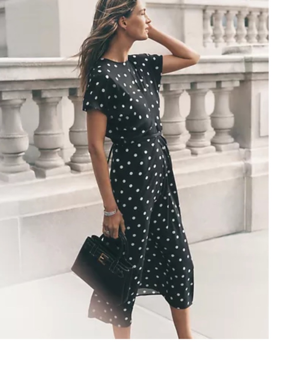 Ann Taylor Black and White Polka Dot Midi Dress